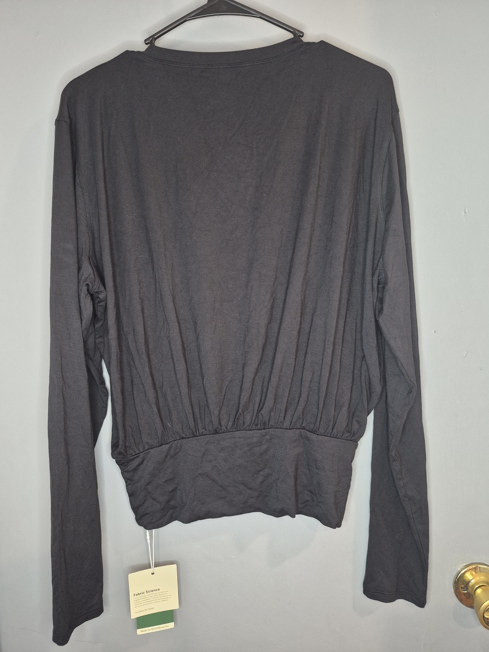 HALARA Black Long Sleeve Cinched Waist Top - Picture 2 of 7